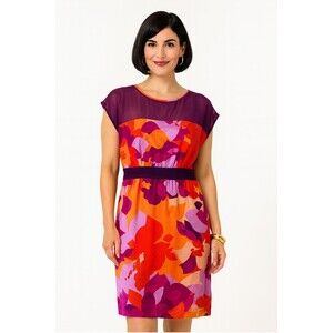 NWT NY & Company Floral Pink Dress Sz Large Bright Colorful Silky Lightweight